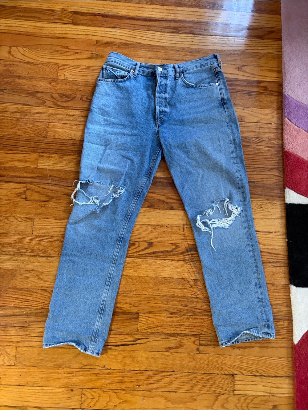 Citizens Of Humanity Distressed Light Blue Straight Leg Jeans